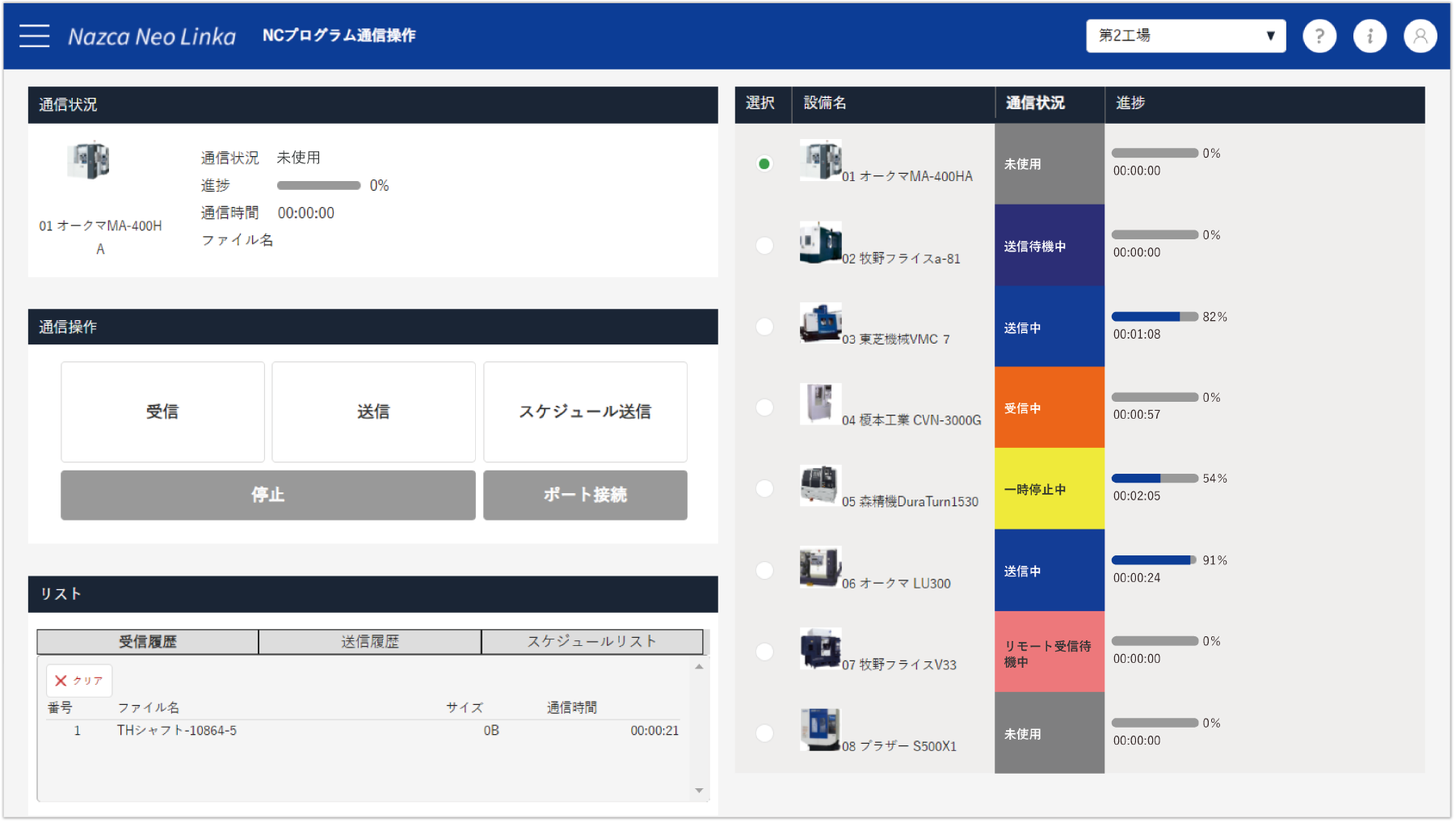NCプログラム通信操作